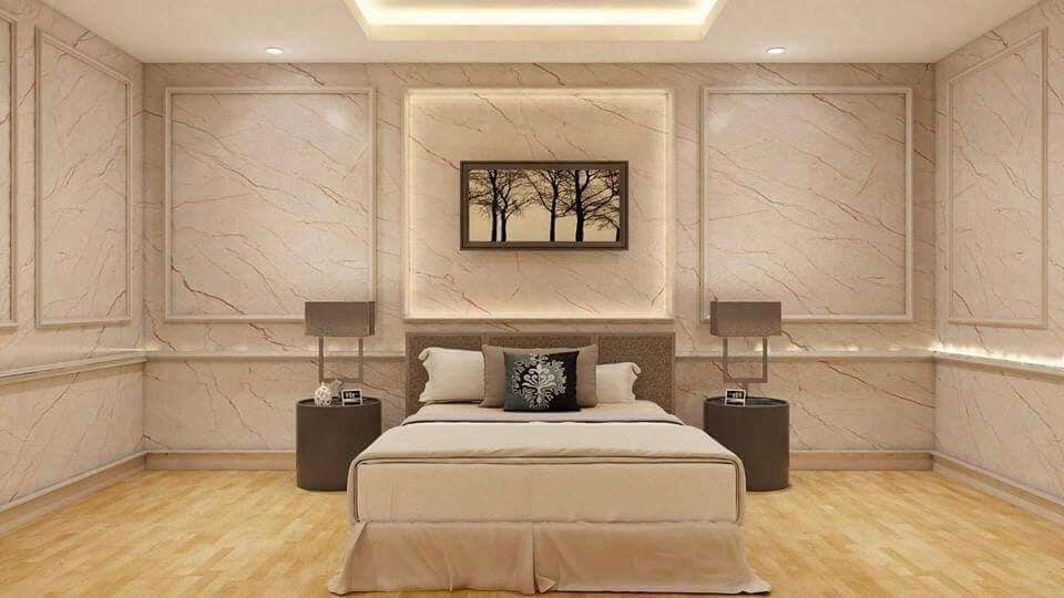 Tấm PVC vân đá ốp phòng ngủ