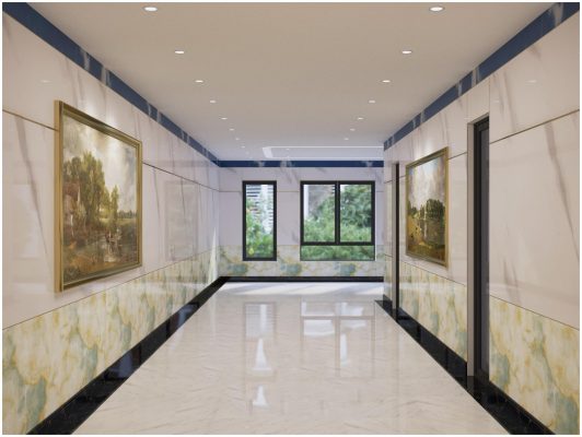 Tấm PVC vân đá ốp tường hành lang
