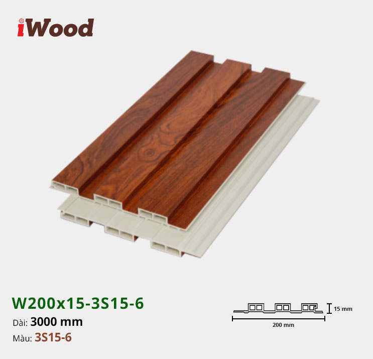 Tấm ốp tường trần 3 sóng iWood 3S15-6