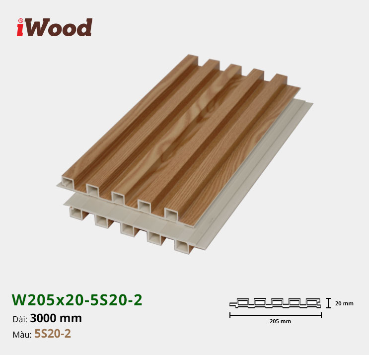 Tấm ốp tường trần 5 sóng iWood 5S20-2