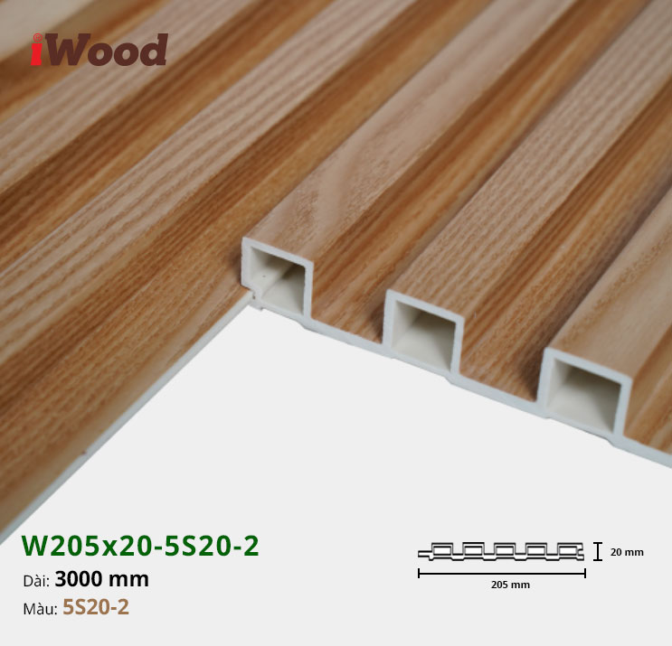 Tấm ốp tường trần 5 sóng iWood 5S20-2